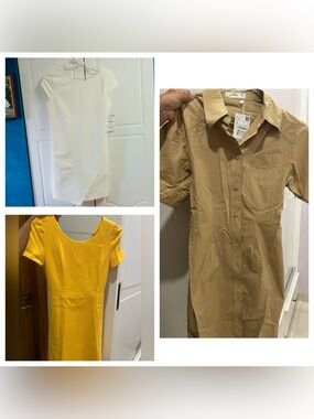2 dresses yellow 2 from zara, new mango dress with tags in XS
